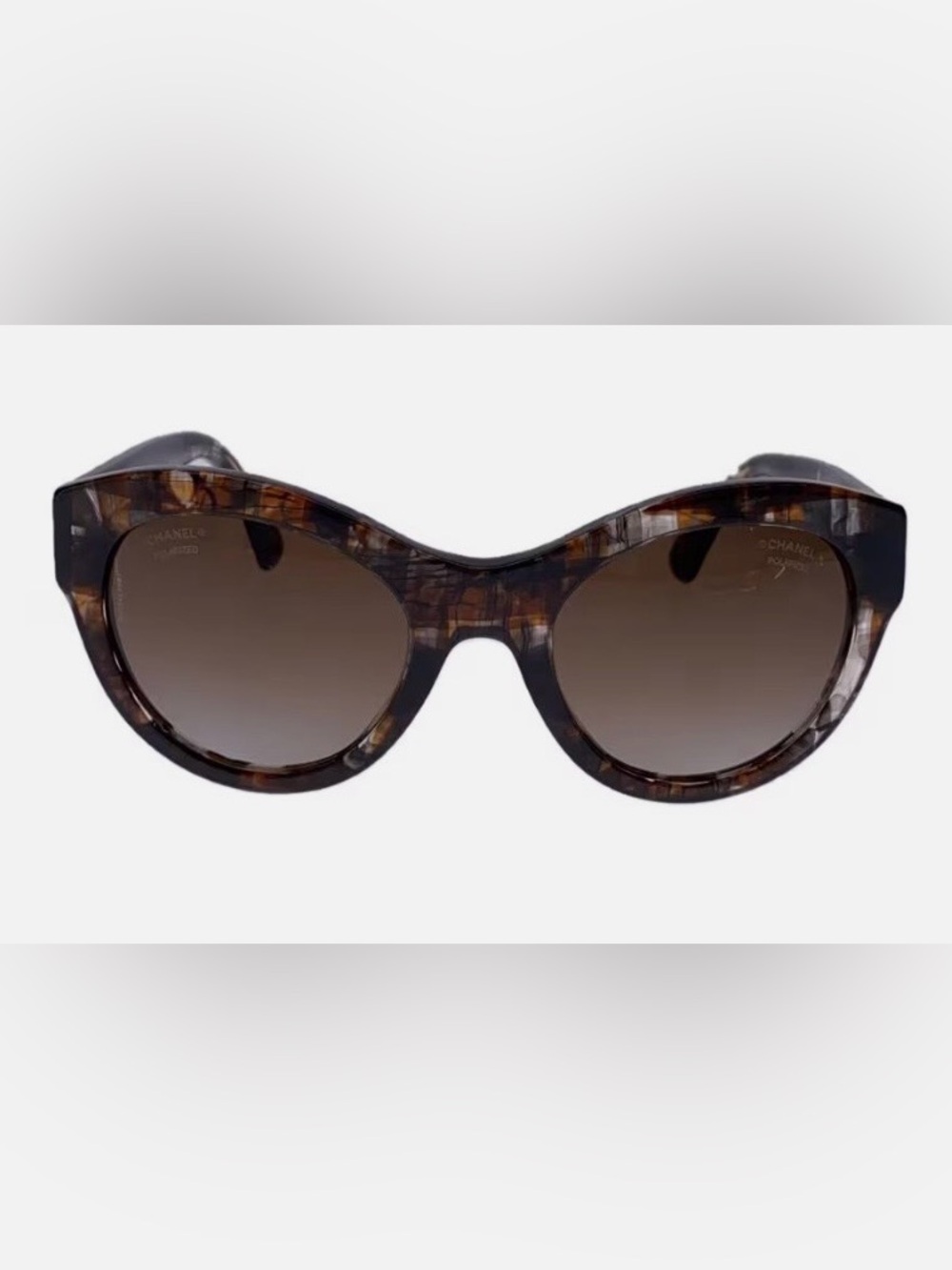 CHANEL Tortoiseshell Round Sunglasses with Dark Brown polarized lenses